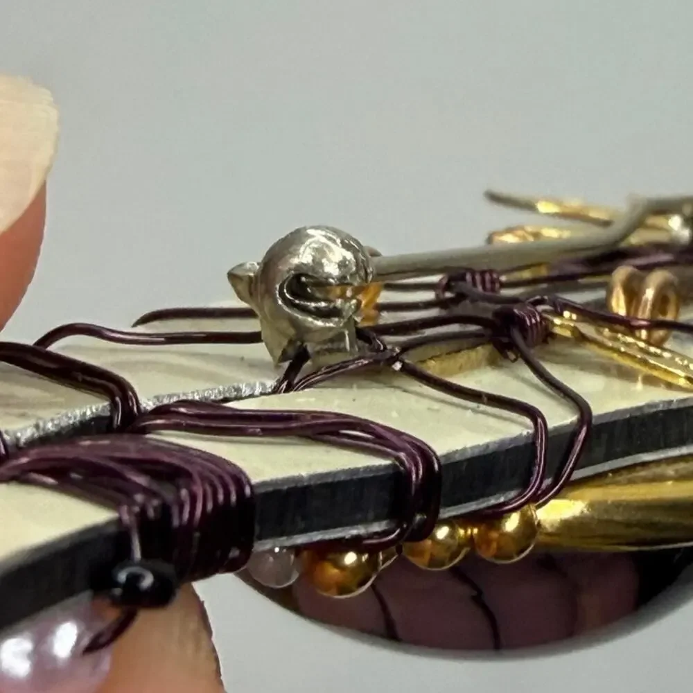 LIZTECH signed Purple Usha Brooch Pendant 1990s Goddess Moon (FLAW) Glass Metal